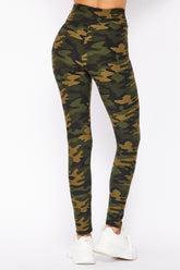 Camo Print Ankle Leggings w/3 inch waistband