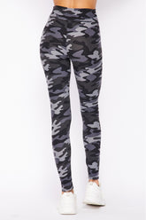 Grey Camo Ankle Leggings w/3 inch waistband