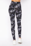 Grey Camo Ankle Leggings w/3 inch waistband