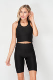 Textured Racerback Sports Bra Biker Set