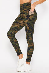 Camo Yoga Phone Pocket Leggings W/ Side Mesh