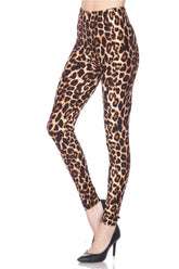 Leopard Print Fur Lined Ankle Leggings