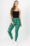 WHOLESALE Women's 4-Leaf Clover Print Peach Skin Leggings