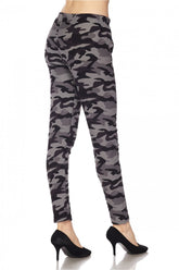 Camo Print Fur Lined Ankle Leggings