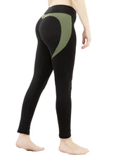 High-waist Olive Green Geo Panel Active Sport Black Leggings