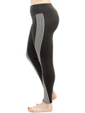 High Rise Glowing Stripes Galore Active Yoga Pants Black Leggings
