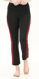 High-Waist Active Black&Burgundy Side-Striped Classic Leggings