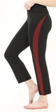 High-Waist Active Black&Burgundy Side-Striped Classic Leggings