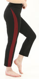 High-Waist Active Black&Burgundy Side-Striped Classic Leggings