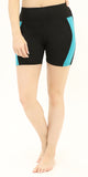 High Waisted Duo Velocity Shorts – Black/Aqua