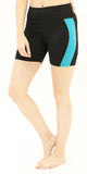 High Waisted Duo Velocity Shorts – Black/Aqua