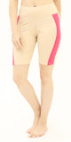 High Waisted Duo Velocity Cycling Shorts – Skin Color/Fuschia