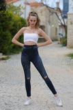 Jeggings w/cut Knee Ripped Blue