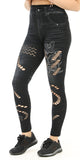 Jeggings Front Ripped Design Black