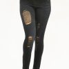 Jeggings w/cut Knee Interlace Black