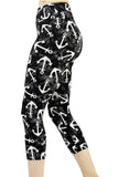 Buttery Soft High-Waist Anchor Design Capri Leggings