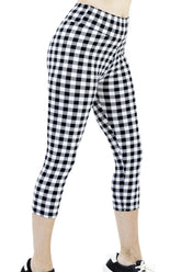 Buttery Soft High-Waist Tartan Pattern Capri Leggings