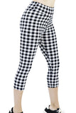 Buttery Soft High-Waist Tartan Pattern Capri Leggings