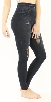 Jeggings w/cut Leg Interlace Black