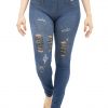 Jeggings w/cut Shank Ripped Blue
