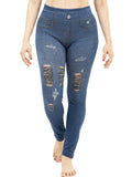 Jeggings w/cut Shank Ripped Blue