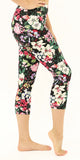 High Waisted Buttery Soft Elegant Flowers Capri Leggings