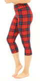 High Waisted Buttery Soft Plaid Red&Black Capri Leggings