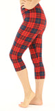 High Waisted Buttery Soft Plaid Red&Black Capri Leggings