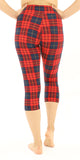 High Waisted Buttery Soft Plaid Red&Black Capri Leggings