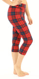 High Waisted Buttery Soft Plaid Red&Black Capri Leggings