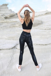 Jeggings Pocket Print Detailed&Patch Black