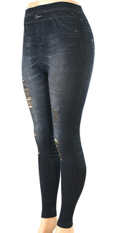 Jeggings w/cut Knee Interlace Black