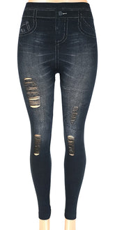 Jeggings w/cut Knee Interlace Black