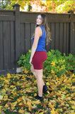 Burgundy High Waist Biker Short Leggings