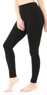 High-Waist Fleece Black Leggings For Winter