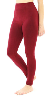 High-Waist Fleece Leggings Burgundy