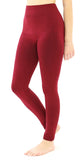 High-Waist Fleece Leggings Burgundy