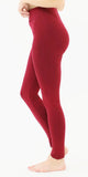 High-Waist Fleece Leggings Burgundy