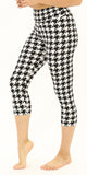 High Waisted Buttery Soft Black&White Stars Capri Leggings