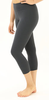 Buttery-Soft High-Waist Grey Capri Leggings