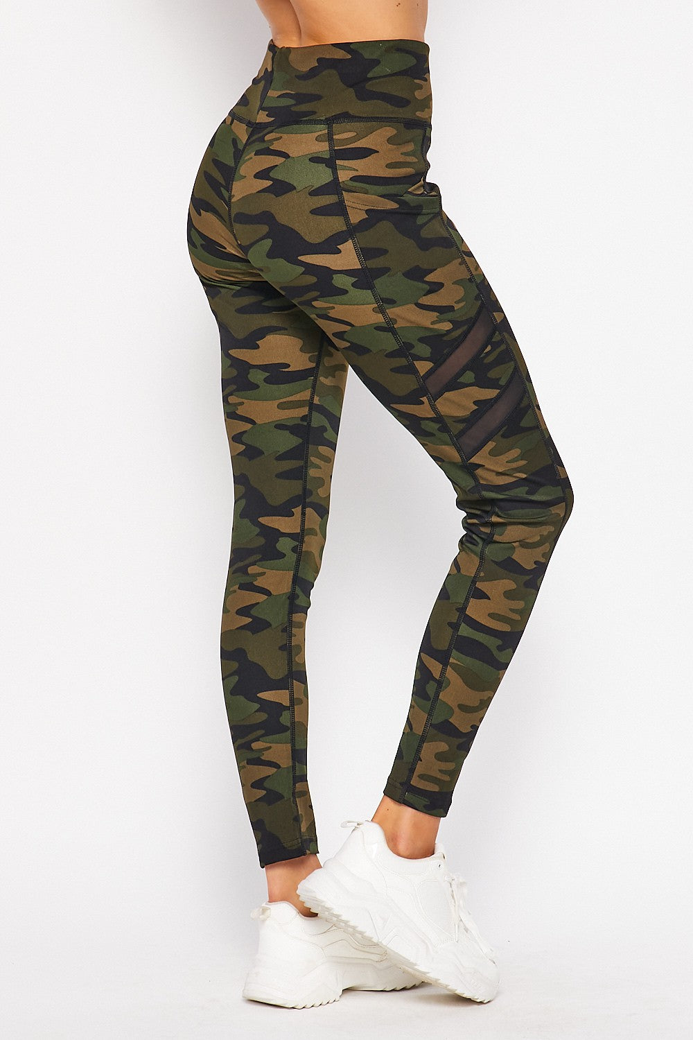 Camo Yoga Phone Pocket Leggings W/ Side Mesh