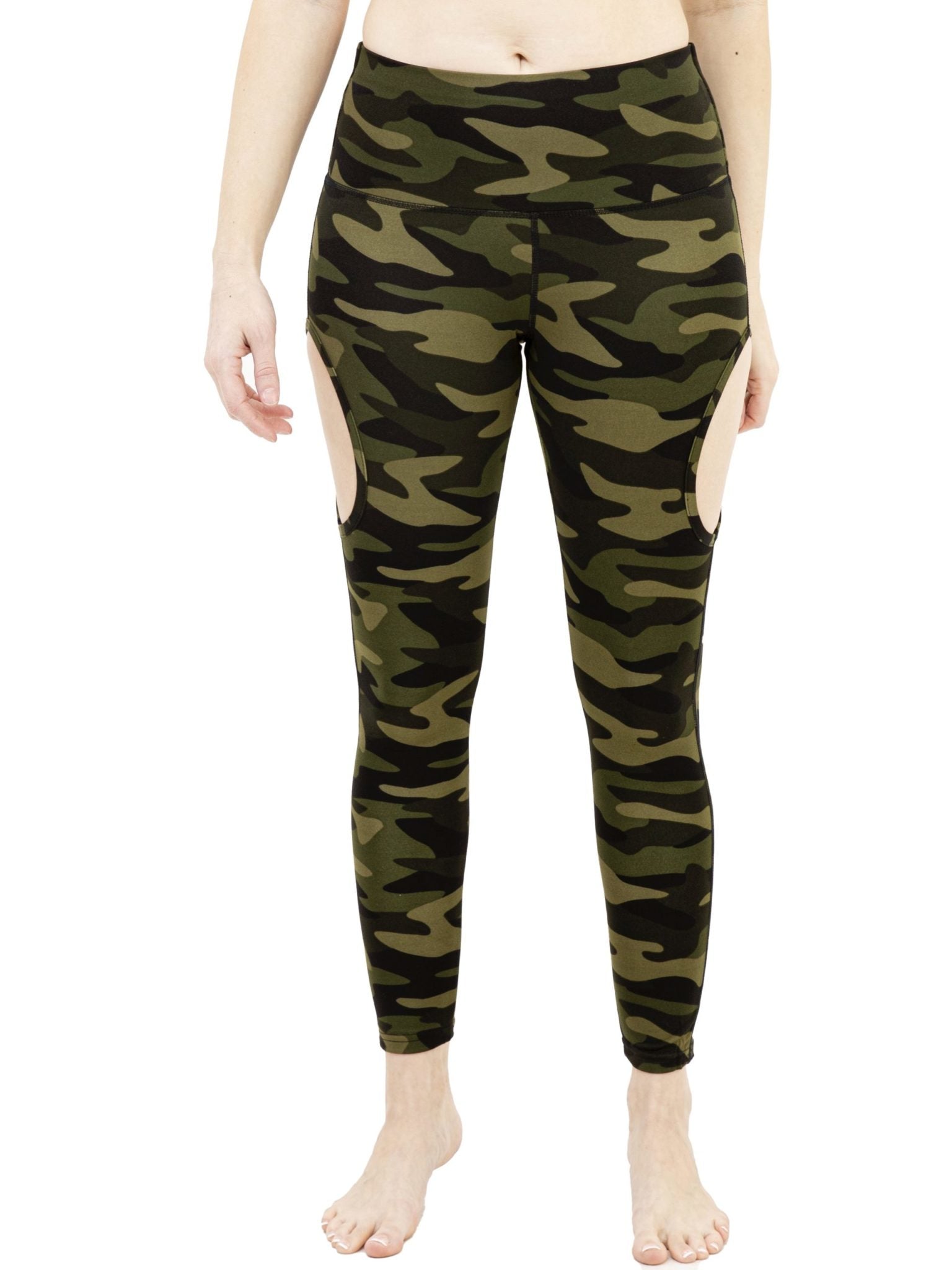High-Waist Active Yoga Leggings with Cut-Out Sides