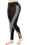 High Rise Glowing Stripes Galore Active Yoga Pants Black Leggings