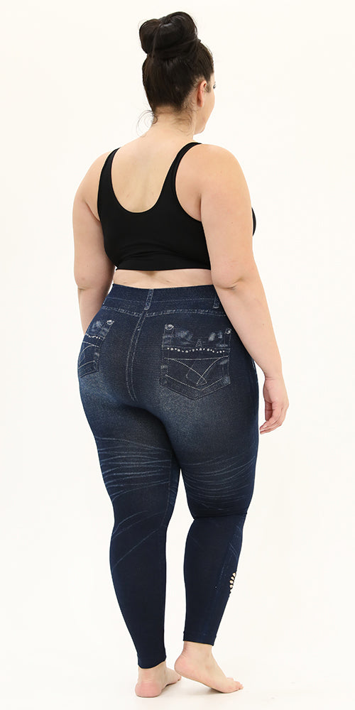 Jeggings with Heart Shape Ripped Blue