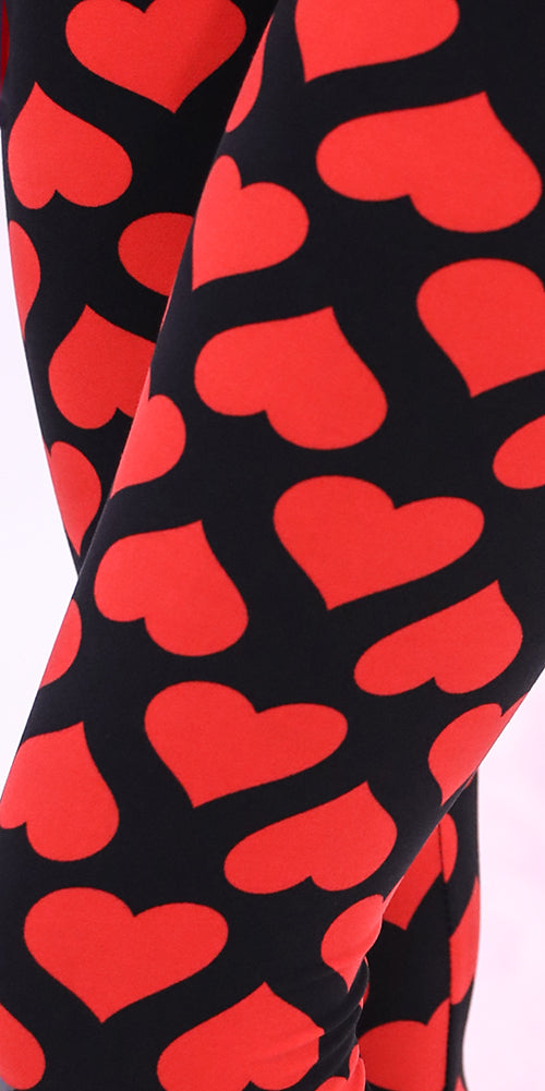 High-Waist Buttery-Soft Valentine's Day Red Hearts Capri Leggings
