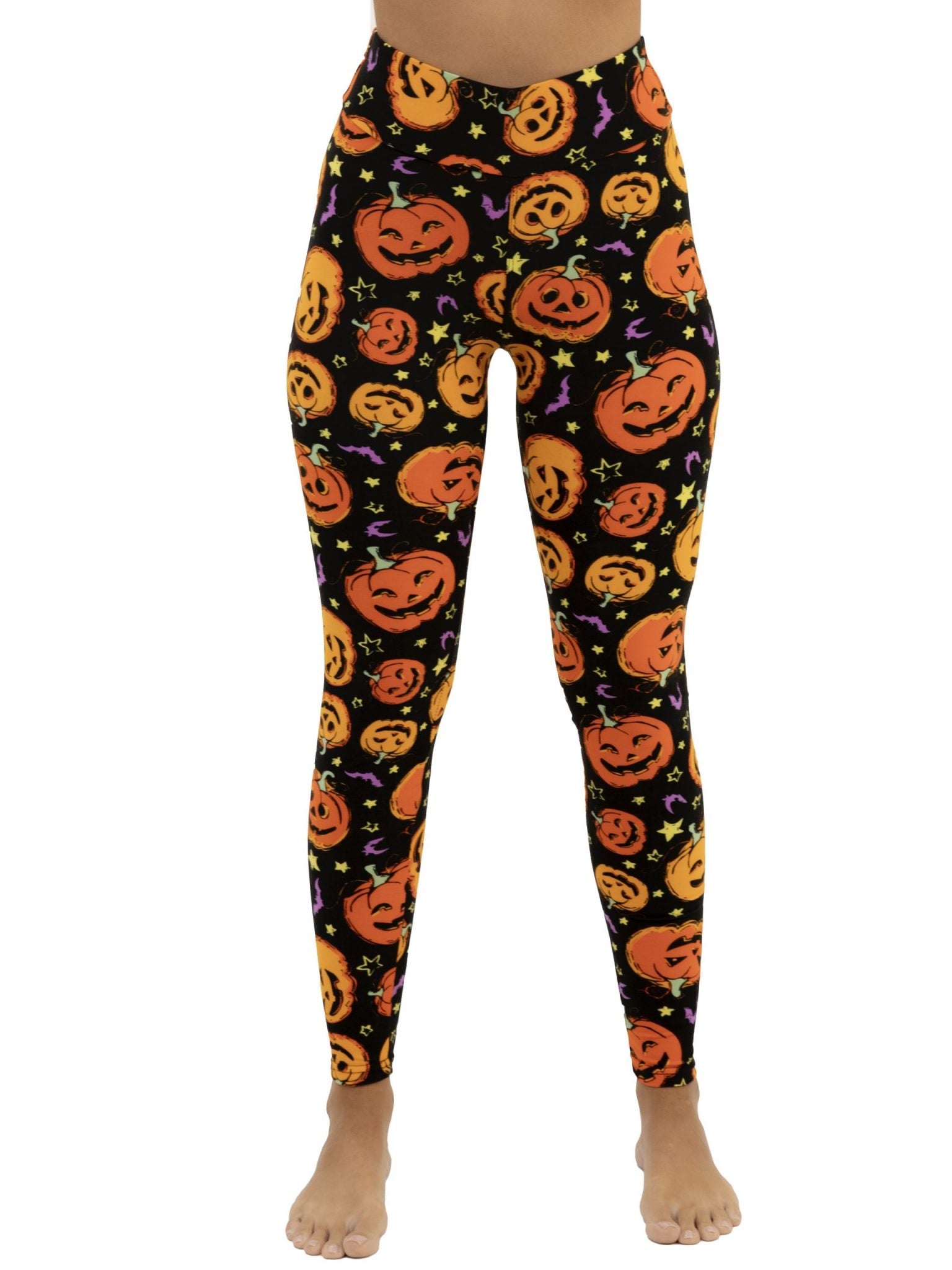 Juniors Buttery-Soft Halloween Pumpkin Leggings