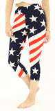 High-Waist Buttery-Soft Flag Pattern Capri Leggings